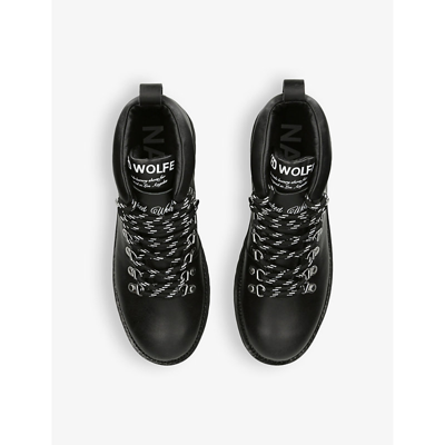 Shop Naked Wolfe Bear Black Brand-print Leather Boots