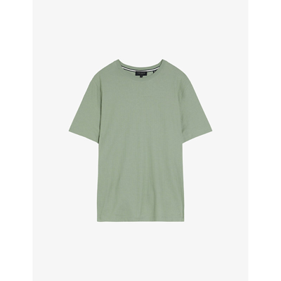 Shop Ted Baker Mens Pl-green Rakes Ribbed Crewneck Cotton T-shirt