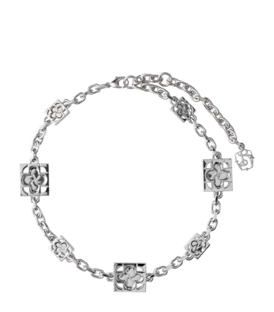 Shop Burberry Silver-plated Rose Necklace