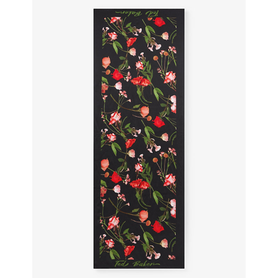 Shop Ted Baker Women's Black Fionaas Floral-print Long Silk Scarf