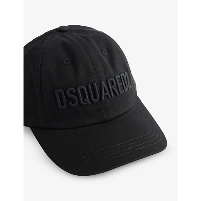 Shop Dsquared2 Mens Black Black Brand-embroidered Cotton-twill Cap