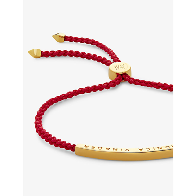 Monica Vinader Womens Yellow Gold Linear Mini 18ct Yellow Gold-plated Vermeil Sterling-silver Friend In Yellow Gold