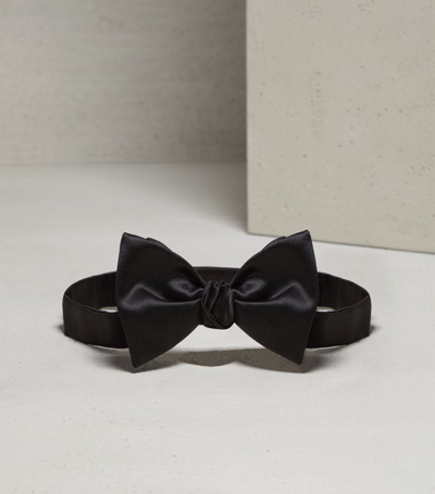 Shop Brunello Cucinelli Silk-cotton Satin Bow Tie In Black