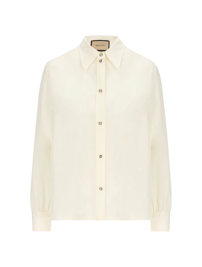 Shop Gucci Crêpe De Chine And Silk Shirt In White