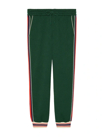 Shop Gucci Gg Jacquard Jersey Jogging Pants In Green
