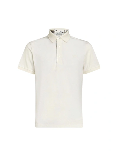 Shop Etro Pegaso-embroidered Cotton Polo Shirt In White
