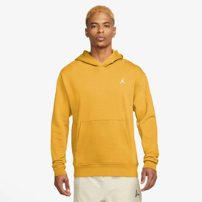 Shop Jordan Mens  Essential Fleece Pullover In Yellow Ochre/white