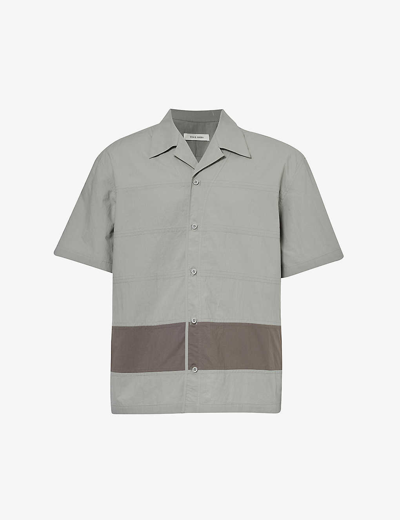 Shop Craig Green Men's Grey Barrel Colour-blocked Regular-fit Cotton Shirt