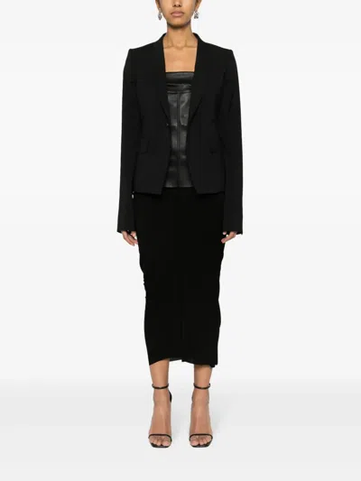 Rick Owens Structured Shoulder Bell Sleeve Blazer In Black