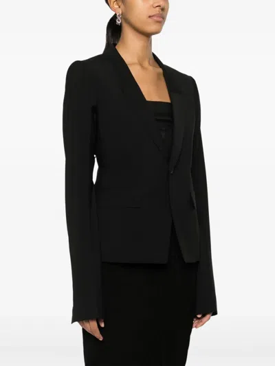 Rick Owens Structured Shoulder Bell Sleeve Blazer In Black