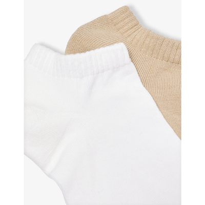 Shop Calvin Klein Branded Low-cut Pack Of Two Cotton-blend Socks In Taupe Combo