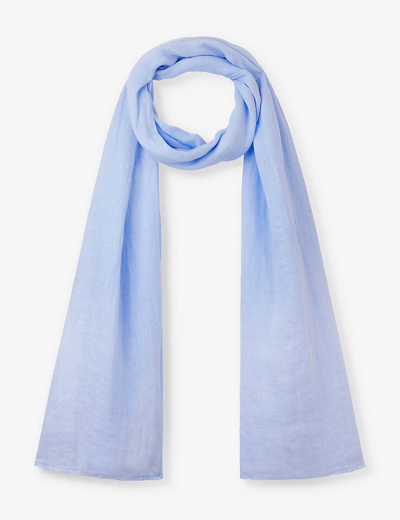 Shop The White Company Women's Happy Blue Lightweight Linen-gauze Scarf