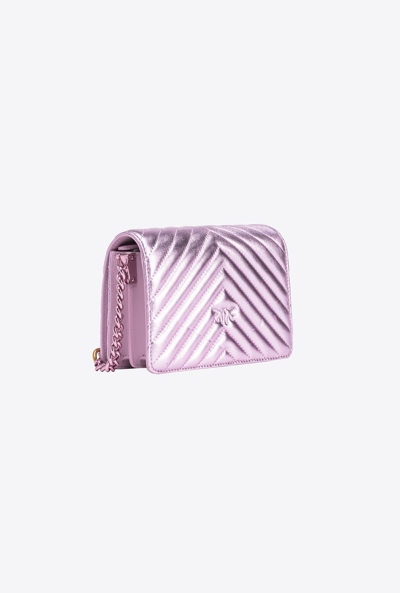 Shop Pinko Mini Love Bag Click Metal Chevron In Lilac-colour-block