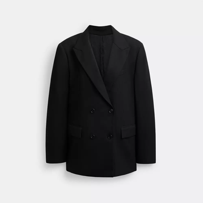 Shop Coach Double Breasted Blazer In Black