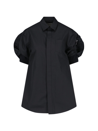 Shop Sacai Puff Sleeve Shirt In Black  