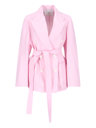 Shop Setchu 'enrico' Double-breasted Blazer In Pink