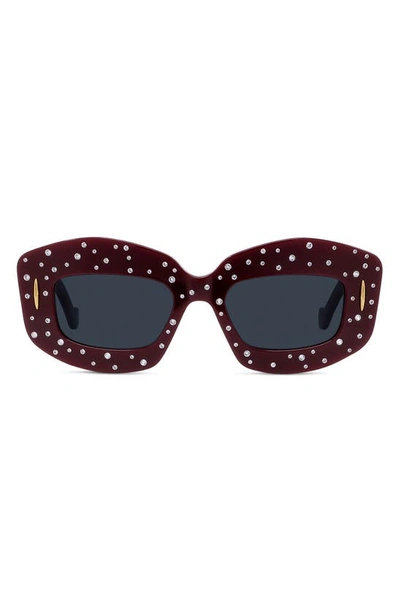Shop Loewe Starry Night Anagram 49mm Small Rectangular Sunglasses In Shiny Opaline Rust Strass