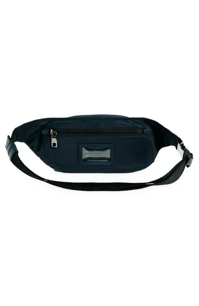 Shop Dolce & Gabbana Rubber Logo Nylon Belt Bag In Blue/ Blue Navy