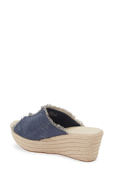 Chocolat Blu Platform Wedge Sandal In Indigo Linen