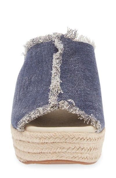 Chocolat Blu Platform Wedge Sandal In Indigo Linen