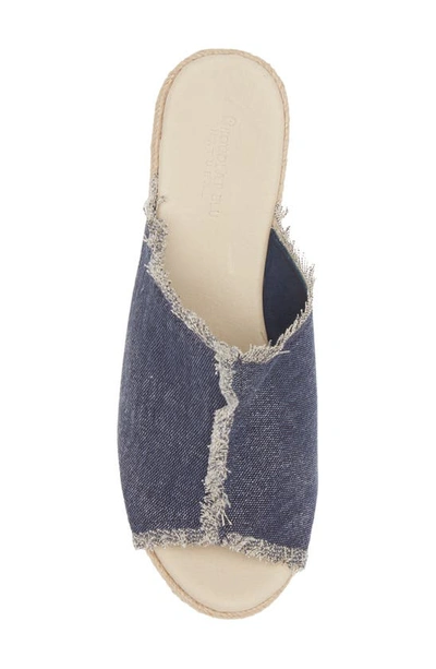 Chocolat Blu Platform Wedge Sandal In Indigo Linen