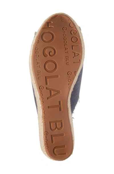 Chocolat Blu Platform Wedge Sandal In Indigo Linen