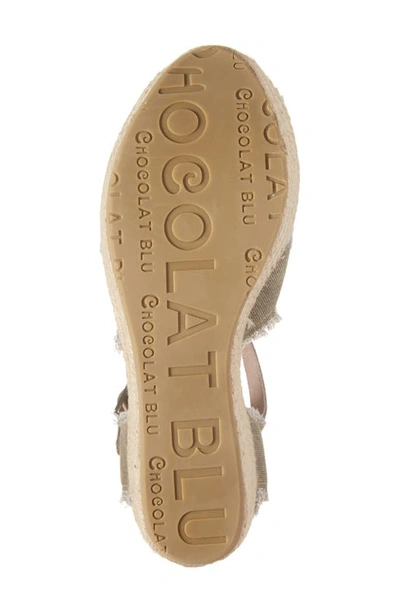 Shop Chocolat Blu Wedge Espadrille Sandal In Army Linen
