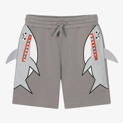 Shop Stella Mccartney Kids Boys Grey Shark Organic Cotton Shorts
