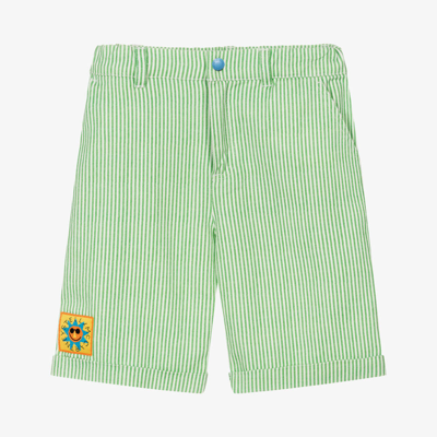 Shop Stella Mccartney Kids Teen Boys Green & Ivory Cotton Shorts