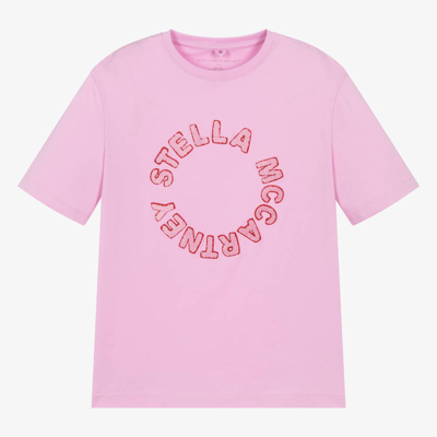 Shop Stella Mccartney Kids Teen Girls Pink Cotton & Bouclé T-shirt
