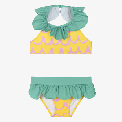 Shop Stella Mccartney Kids Girls Yellow Pineapple Bikini (upf 50+)