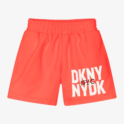 Shop Dkny Teen Boys Neon Orange Swim Shorts