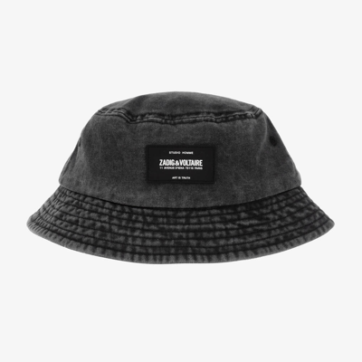 Shop Zadig & Voltaire Boys Black Washed Denim Bucket Hat