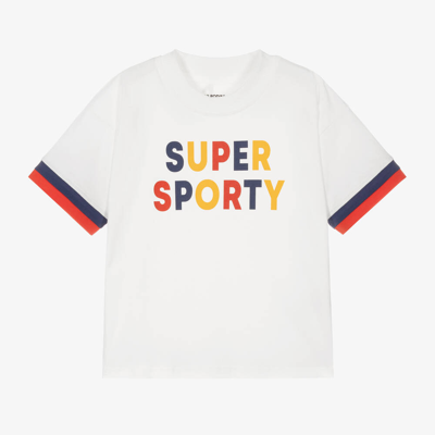 Shop Mini Rodini White Organic Cotton Sporty T-shirt
