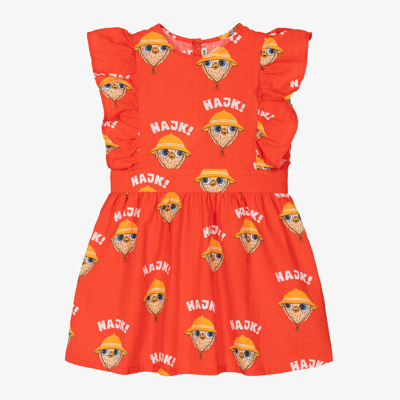Shop Mini Rodini Girls Red Organic Cotton Owl Dress