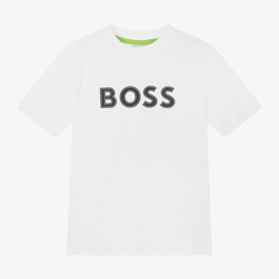 Shop Hugo Boss Boss Boys White Cotton T-shirt