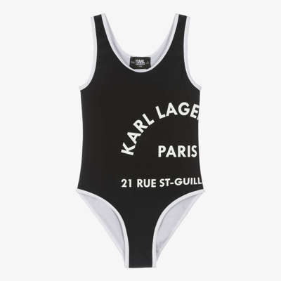 Shop Karl Lagerfeld Kids Teen Girls Black Monochrome Swimsuit