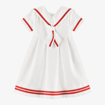 Shop Beatrice & George Girls White Herringbone Sailor Dress