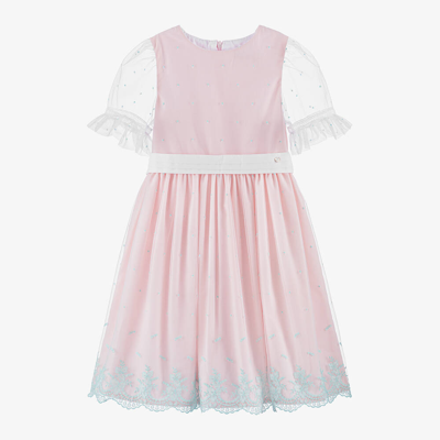 Shop Piccola Speranza Girls Pink Cotton & Tulle Dress