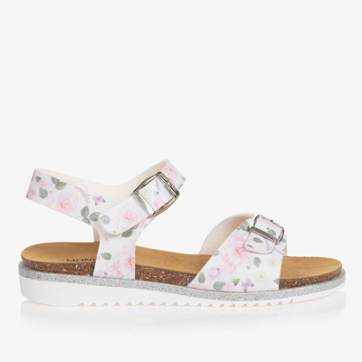 Shop Monnalisa Teen Girls White Floral Sandals