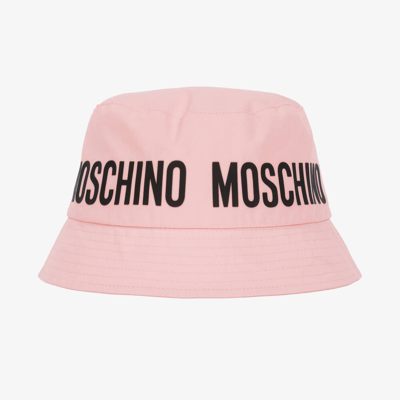 Shop Moschino Kid-teen Girls Pink Cotton Bucket Hat