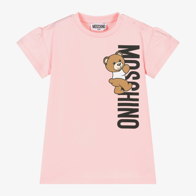 Shop Moschino Baby Girls Pink Teddy Bear Cotton Dress