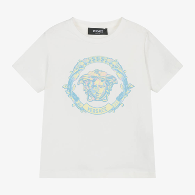 Shop Versace White Cotton Medusa T-shirt In Ivory