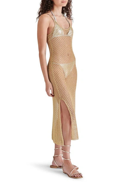 Shop Steve Madden Anisha Sheer Mesh Sleeveless Dress In Gold