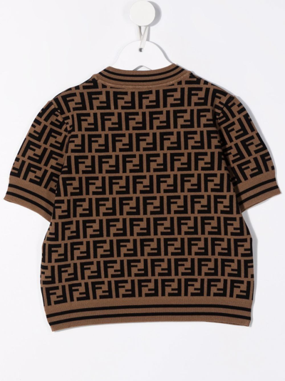 Shop Fendi Top Ff Knit In Brown