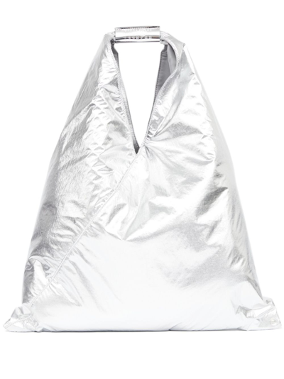 Shop Mm6 Maison Margiela Silver-tone Japanese Tote Bag