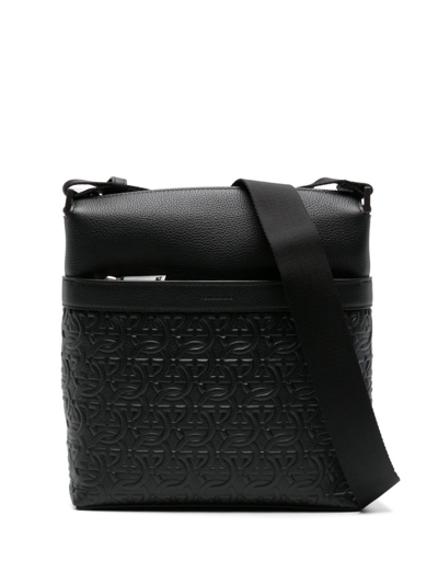 Shop Ferragamo Black Gancini-embossed Cross Body Bag