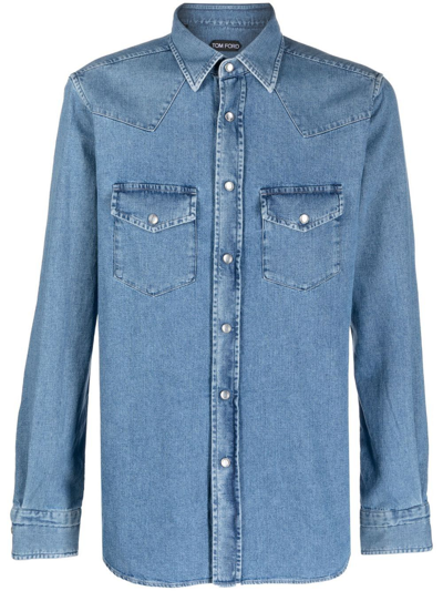 Shop Tom Ford Denim Shirt - Men's - Cotton In Blue