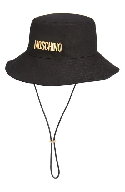 Shop Moschino Logo Bucket Hat In Black