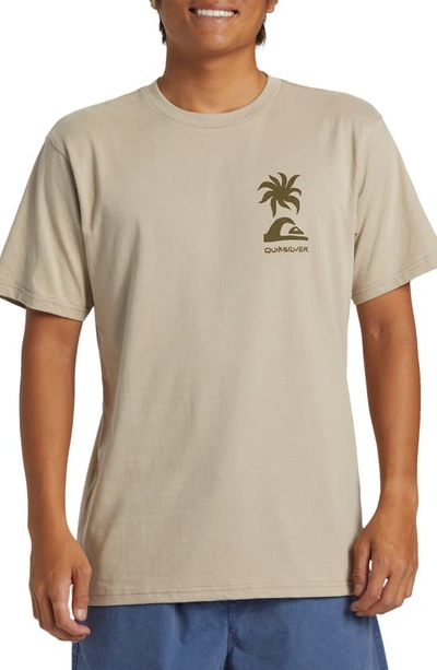 Shop Quiksilver Tropical Breeze Organic Cotton Graphic T-shirt In Plaza Taupe